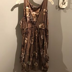 Brown floral tank dress